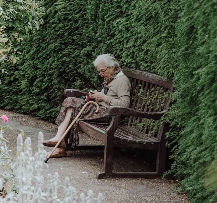 California Older Woman on a Bench